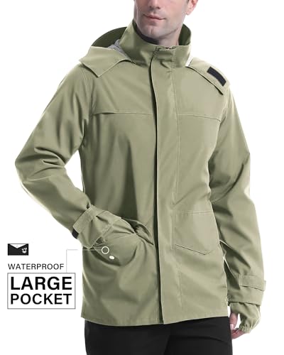 Image of iCreek Rain Jacket Men's Lightweight with Hood Packable Waterproof Raincoat Breathable Antistorm Jacket Windbreaker