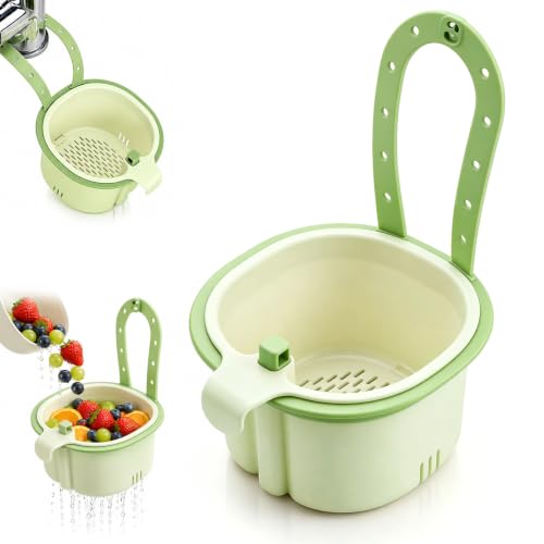 Hanging Sink Drain Basket,2026 New Cactus Kitchen Sink Strainer Basket,Multifunctional Kitchen Sink Strainer Press Automatic Dumping Basket,Self-Cleaning Faucet Hanging Filter Basket(Green) by Generic - Used condition - US$8.25