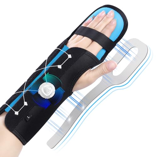 Resting Hand Splint with Adjustable Knob, Night Immobilizer with Removable Splints for Pain Relief, KTQUICK Hand&Wrist Brace for Carpal Tunnel, Stroke Recovery, Arthritis, Tendinitis - Left Hand Large