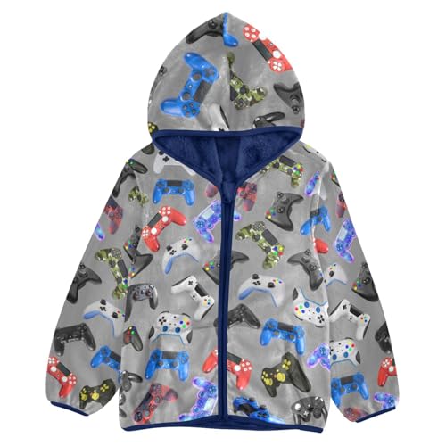 Image of Boys Fleece Jacket Hooded Autumn Winter Long Sleeve Thick Warm Outerwear;3-10 Years Kids Cute Fuzzy Jacket