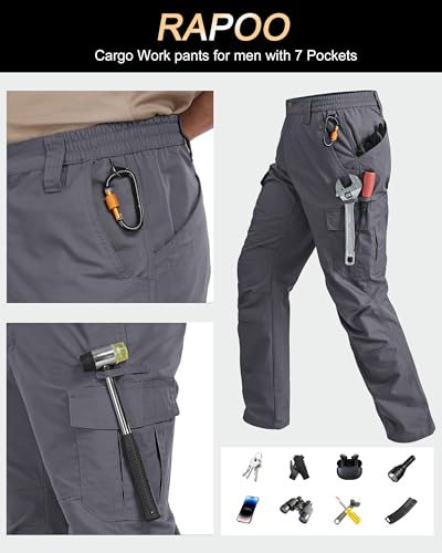 Image of Rapoo Mens Cargo Pants Ripstop Water Resistant Breathable Tactical Hiking Pants with 7 Pockets