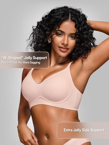Image of Wireless Jelly Bras for Women No Underwire - S-2XL Seamless Padded T-Shirt Bralette with Support, Comfortable Everyday Bra