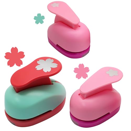 Luomorgo 3 Pcs Flower Hole Punch Set (1 5/8 5/16 Inch) - Multi-Size Paper Punch for Scrapbooking Card Making Journals Photo Albums & Office Supplies