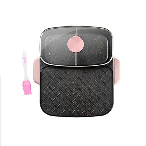 BBQ Hot Pot Hot Pot/Pan Electric Barbecue/Home Multi-Function Siamese Pot, Maifan Stone Non-Stick Pot Electric Hot Pot High Power Barbecue 1500W