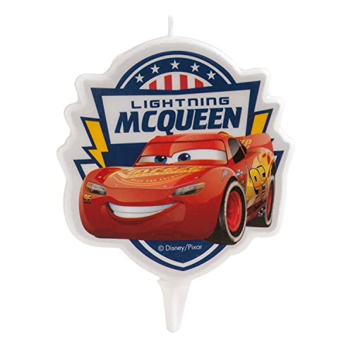Dekora - Bougies d'Anniversaire Originales, Bougie d'Anniversaire en 2D de Flash McQueen pour Gâteaux d'Enfants - 7,5 cm 346215 Multicolore