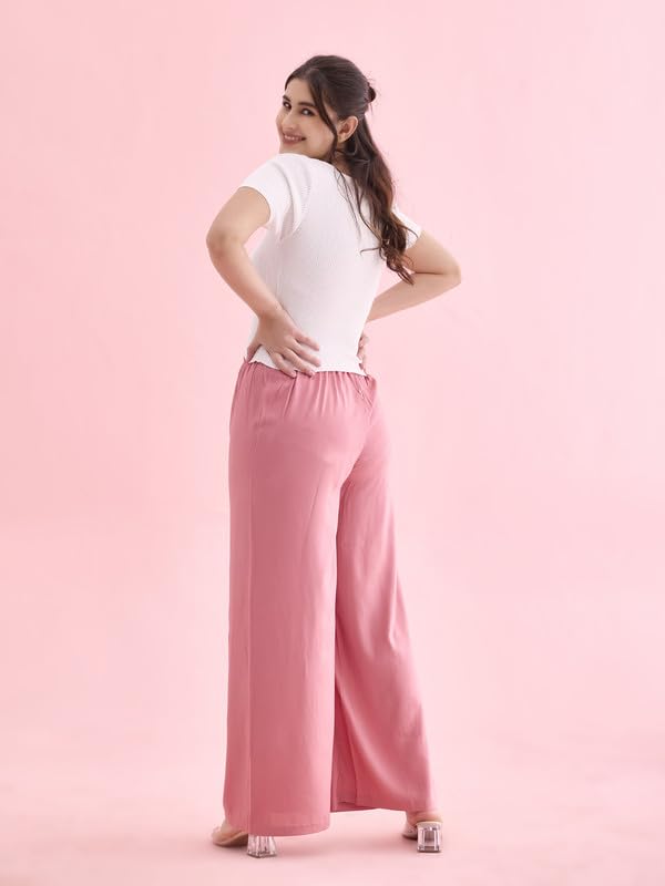 Image of GO COLORS Soft Viscose Basic Palazzo Full Length for Women| Breathable, Mid Rise, Relaxed Fit