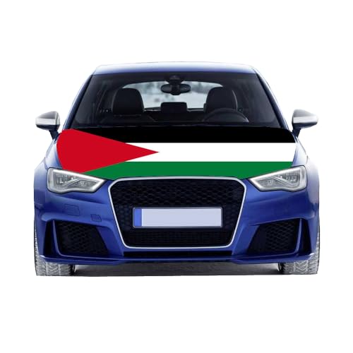 Image of Palestine Flags Car Hood Cover 3.3X5FT /6X7FT 100 percent Polyester,Engine Flag, Elastic Fabrics Can be Washed,Car Bonnet Banner (3.3X5FT)
