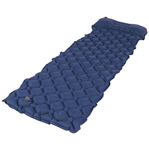 Tapete para dormir com ar, tapete para mochila, tapete inflável leve para viagem de piquenique (azul