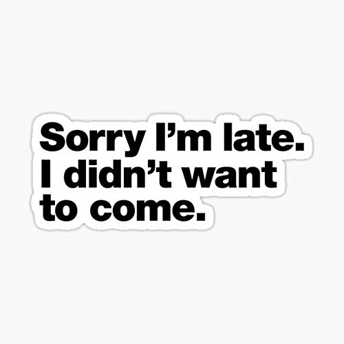 Funny Phrase Sorry I'm Late Didn't Want to Come Quote Vinyl Sticker (3" inches)
