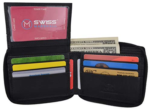Men's Zipper RFID Blocking Premium Leather Zip-Around Credit Card ID Bifold Wallet With Gift Box2