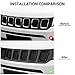 Grill Inserts Grille Cover Frame Trims Kit for Jeep Compass 2017 2018 2019 2020 (Black)