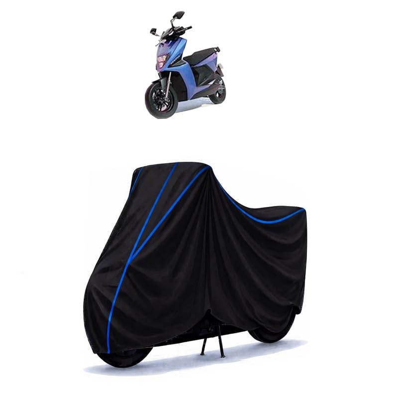 Image of Scooty Cover Water Resistant for Simple Energy | Universal Scooter & Bike Cover | Heavy Duty UV Dust, Rain & Scratch Protection | Elastic Fit All Weather Indoor Outdoor | Black with Blue Piping