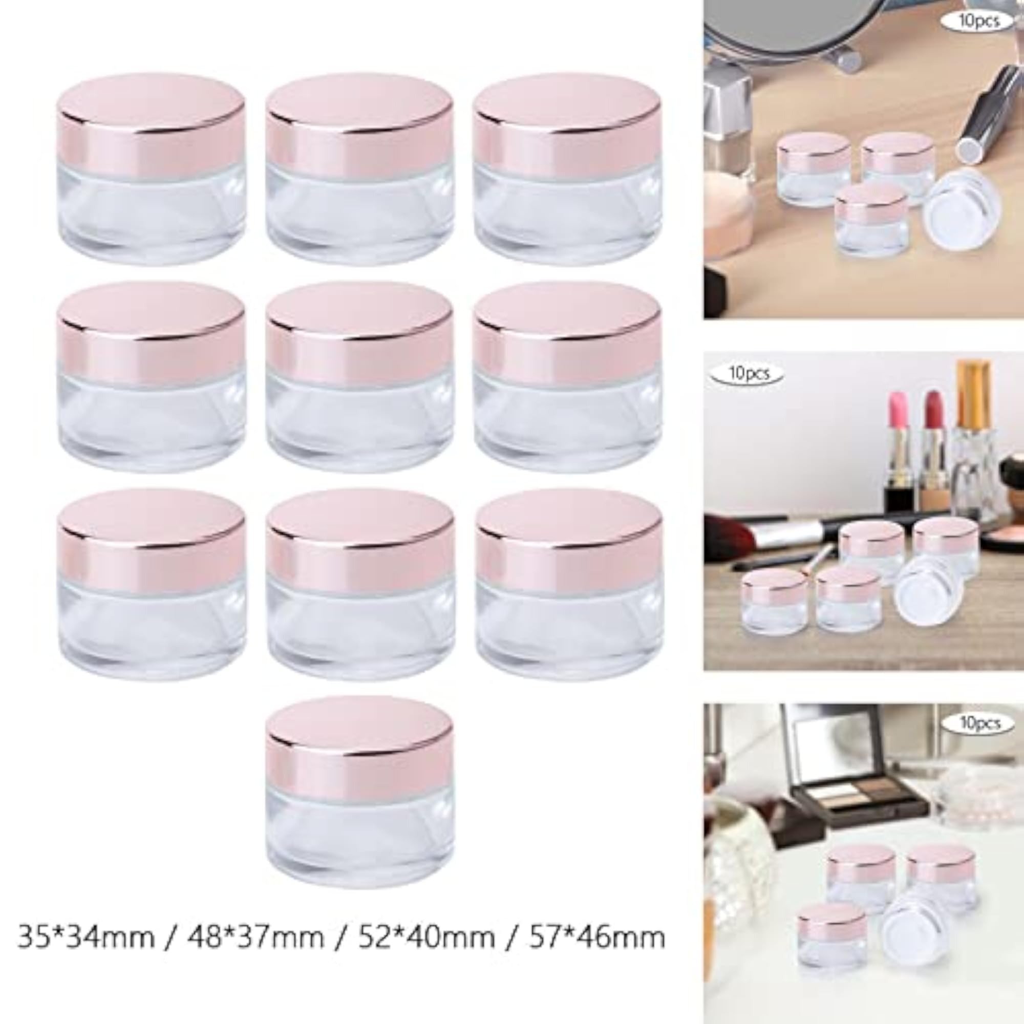 10x Empty Cosmetic Containers Glass Cream Jar for Lip Balm