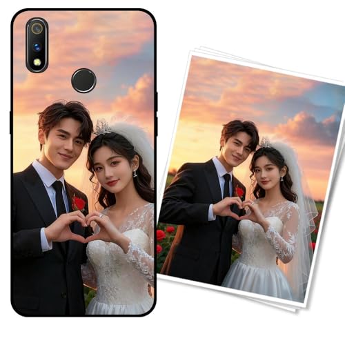 WUACYEAMING Funda Personalizada para Realme 3 Pro/X Lite Carcasa Custom Antigolpes/Antirrayaduras con Foto o Texto - Regalo para Graduaciones/Nacimientos/AniversariosNegro Noche