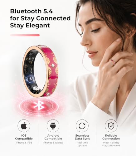 Image of 7 Gen Diamond Smart Ring 【Industry Rank 1-0 Measurement Error】 2026 Smart Ring for Women - Advanced Health Tracker for Wellness and Activity Tracking, Red 8#