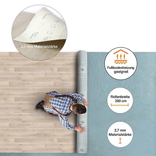 casa pura Vinylboden Meterware in vielen Designs - Holzoptik Fliesenoptik Steinoptik - PVC Bodenbelag - Vinyl Designbelag für Küche, Bad & Wohnbereich (Albus 3, 100x150 cm)