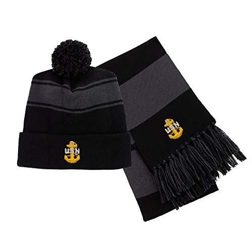 Navy E8 Senior Chief Petty Officer Rank Embroidered Beanie/Scarf