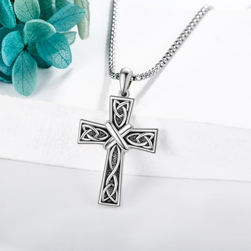 Celtic Cross Necklace for Men Women 925 Sterling Silver Cross Jewelry for Men Boys3