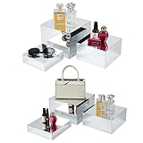 Display Riser Stands, 6pcs Silver Mirror Riser Stand, Acrylic Square Display Boxes, Tiered Food Display Buffet Riser, Purse Stand, Retail Product Showcase for Perfume Collection Jewelry Dessert Party