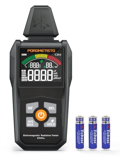 POROMETISTO EMF Meter Radiation Detector, ET01Pro EMF Detector, 5-in-1 Electromagnetic Field & Radio Frequency Detector for Home & Office EMF Inspections, Ghost Hunting| Portable Handheld
