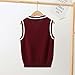 Sweatshirts for Toddlers School 𝐔niform Knitted V Neck White Trim Color 𝐁lock Sleeveless Top Fall (Wine, 13-14 Years)