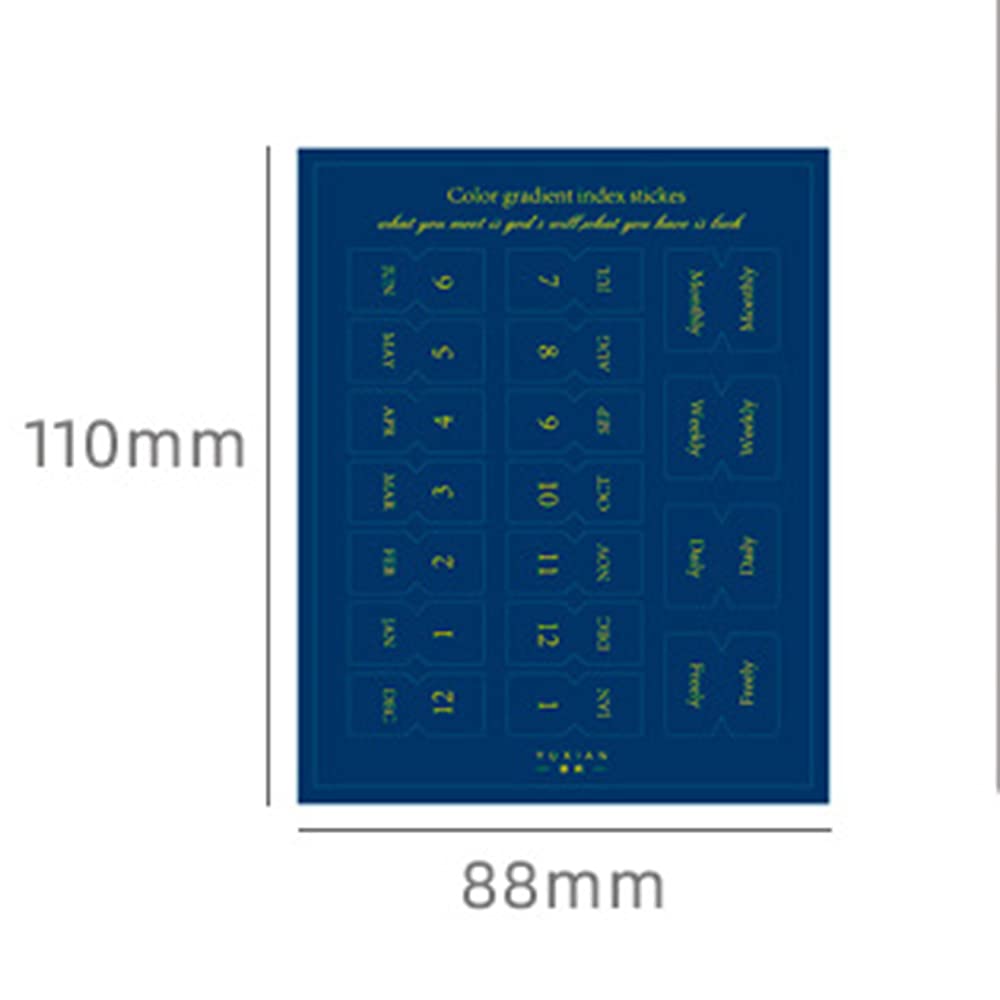 Zestaw 10 arkuszy naklejek w gradiencie, do pamiętników, notatników, pamiętników, organizerów, artykułów biurowych (40 arkuszy), 88 mm x 110 mm