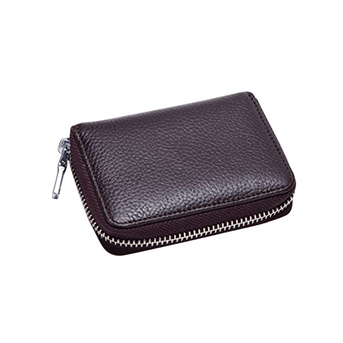 Accordion Credit Case Organizer Zip Pouch Multi-card Holder for Travel Lightweight and Durable for Men Women Coffee Color