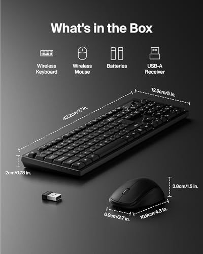 Image of Belkin Wireless Keyboard & Mouse Combo, USB-A Receiver, Black | Ergonomic design, compatible with laptop, PC, Windows, batteries included, home and office desk set