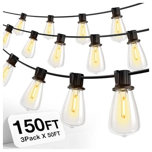 addlon 150 FT (3x50FT) Outdoor String Lights,Waterproof Patio Lights ETL Listed with 45+3 Shatterproof Dimmable ST38 LED Bulbs,2200K Connectable Outdoor Lighting for Backyard Bistro Garden