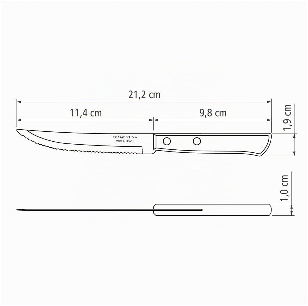 Tramontina Set di Coltelli per Carne/BBQ 6 pezzi Polywood Rosso 11 cm