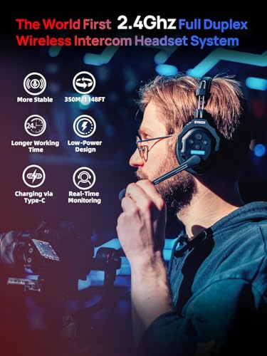 Synco Xtalk X5 2.4Ghz Wireless Headset Intercom System 5 Person Team Communication With Noise Cancellation Hardcase Single Ear 400M Operating Range For Movie Shoot Live Show Stage Performance thumb #2