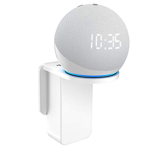 SPORTLINK Wandhalterung für ᴅᴏᴛ 4. und 5.Generation(2022) mit Uhr - Halterung Ständer Wandsteckdose Zeigen für ᴅᴏᴛ 4th/5th, Eingebautes Kabelmanagement Sparen Sie Platz für Küche, Schlafzimmer (Weiß) Cover