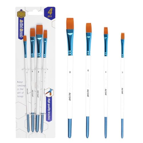4 pinceles de pintura para artista, pelo de nailon, punta fina, acuarela para pintura acrílica