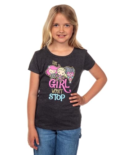 Marvel Girls' This Girl Won't Stop Chibi Superheroes Glitter Kids T-Shirt