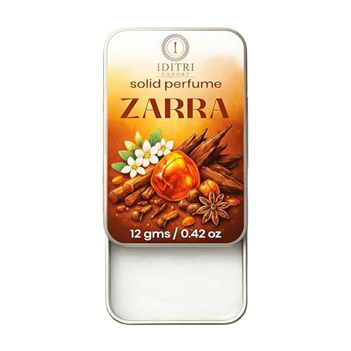 Image of Solid Perfume Zarra | Alcohol Free Wax Perfume Balm, Long Lasting Pocket Fragrance Tin 12g, Non Greasy Smooth Glide, Travel Friendly | Office Wear | Date Night