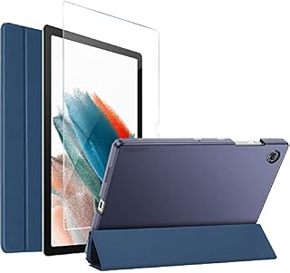 ProCase for Galaxy Tab A8 10.5" 2021 Case SM-X200 SM-X205 with Screen Protector, Slim Stand Case Hard Shell Cover with Tempered Glass -Navy