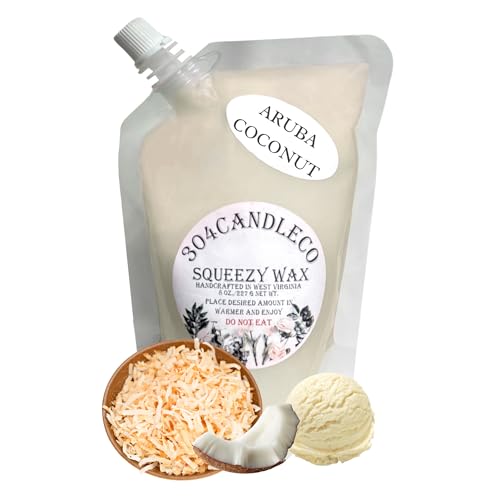 304CandleCo Large Squeeze Soy Wax Melt - 50 SCENTS! - Highly Fragrant &amp; Hand-Crafted - Easy Mix &amp; Match - American Made - Perfect for Wax Warmers (8oz, Aruba Coconut)