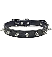 LESYPET Spike Leather Dog Collar, Adjustable Rivet Dog Collar for Small, Medium Dog