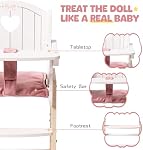 ROBUD Play High Chair, Pretend Play High Chair with Cushion, Movable Table, Wooden Baby Doll Accessories, Fits 18-20 Inch Dolls, White