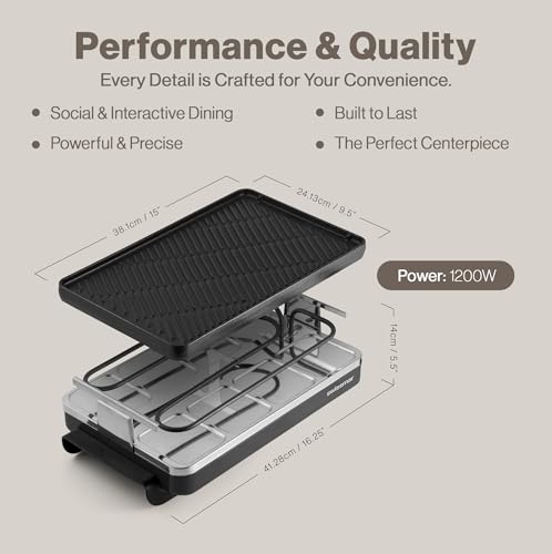 Image of Swissmar Classic 8-Person Raclette Party Grill - Indoor Electric Grill & Griller with Reversible Cast Iron Grill Plate /Crepe Top - Anthracite Black