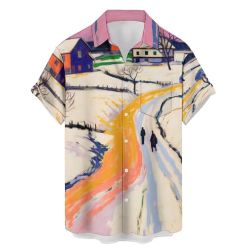 Chemise de bowling homme paysage artistique anti-transpiration pour camping et loisirs XL
