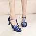 Minishion Women's T-Strap Dance Heels Glitter Salsa Ballroom Shoes Wedding Party Pumps QJ6133 Blue US 7