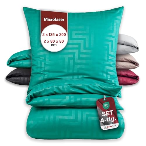 BaSaTex Mikrofaser Bettwäsche im Prägedruck 4 teilig 2X 135x200 + 2X...