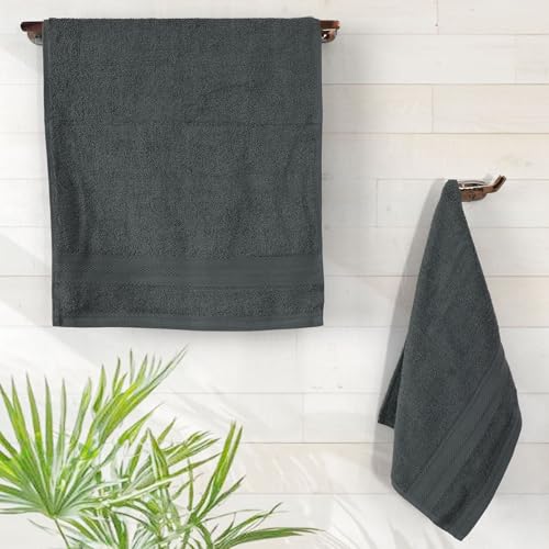 Image of Layers 100% Cotton Face Towels | 450 GSM Soft & Highly Absorbent | Aqua Plush Collection | Pack of 12 Super Soft Towels for Men & Women | 30 x 30 cm - Grey