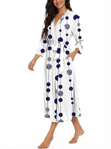 Image of VINTATRE Women Robes Long Knit Bathrobe Lightweight Soft Bath Robe with Pockets