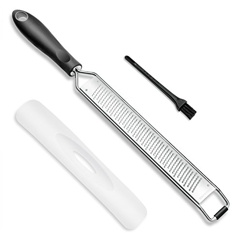 RVOKOMS Lemon Zester Tool, Professional Parmesan Cheese Grater, Premium Stainless Steel Peeler for Kitchen, Chocolate, Citrus, Vegetable, Dishwasher Safe and Upgrade Non-Slip Handle