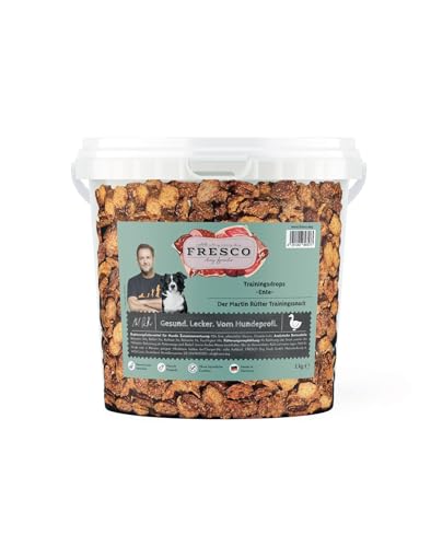 FRESCO Dog Trainingsdrops Ente 1kg-Eimer | getreidefreie Leckerlis für Hunde | gesund und natürlich | ohne künstliche Zusätze | Made in Germany
