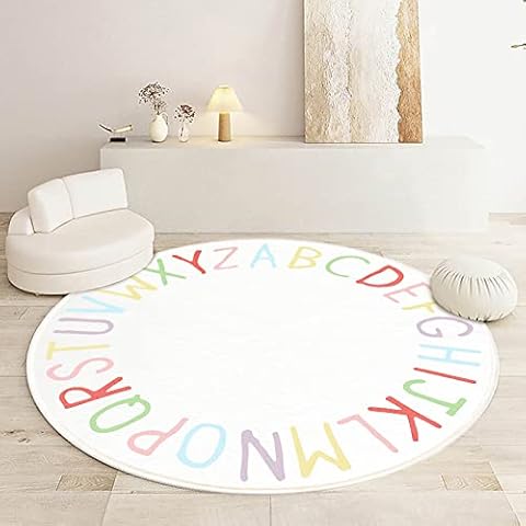SHIPKEY Round Alphabet Rug for Kids Cover