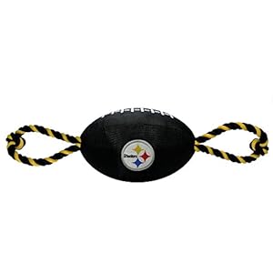 NFL PITTSBURGH STEELERS Football Dog Toy with Strong Pull Ropes & Inner Squeaker