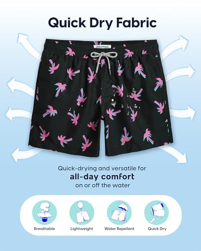 Image of maamgic Mens Swim Trunks 5 Inch with Mesh Lining, Quick Dry Mens Bathing Suit, Swim Shorts for Swimming and Beach